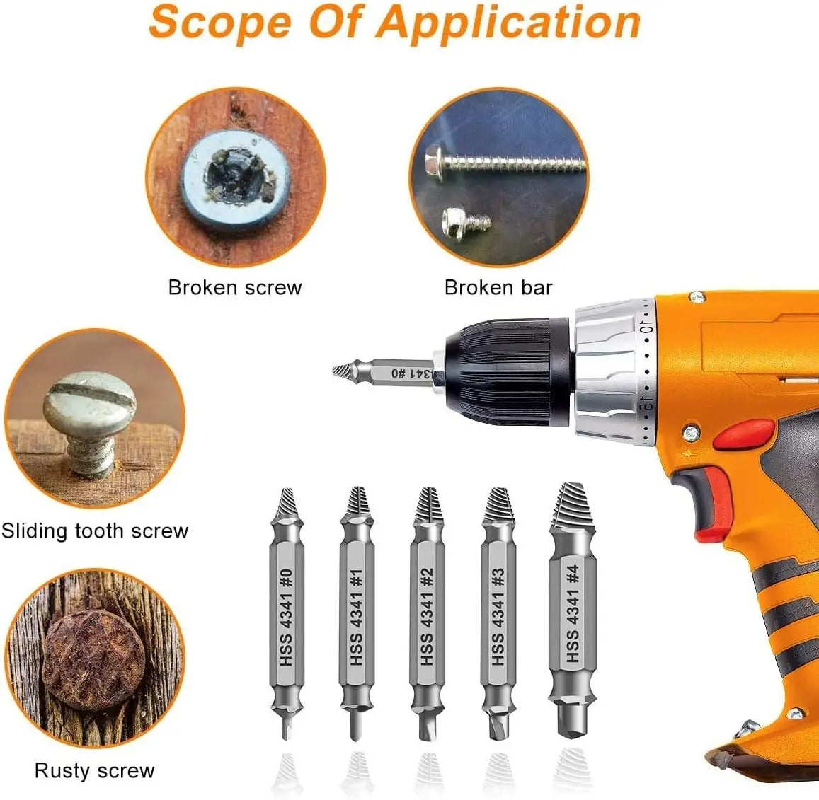 6-Piece Damaged Screw Extractor Set