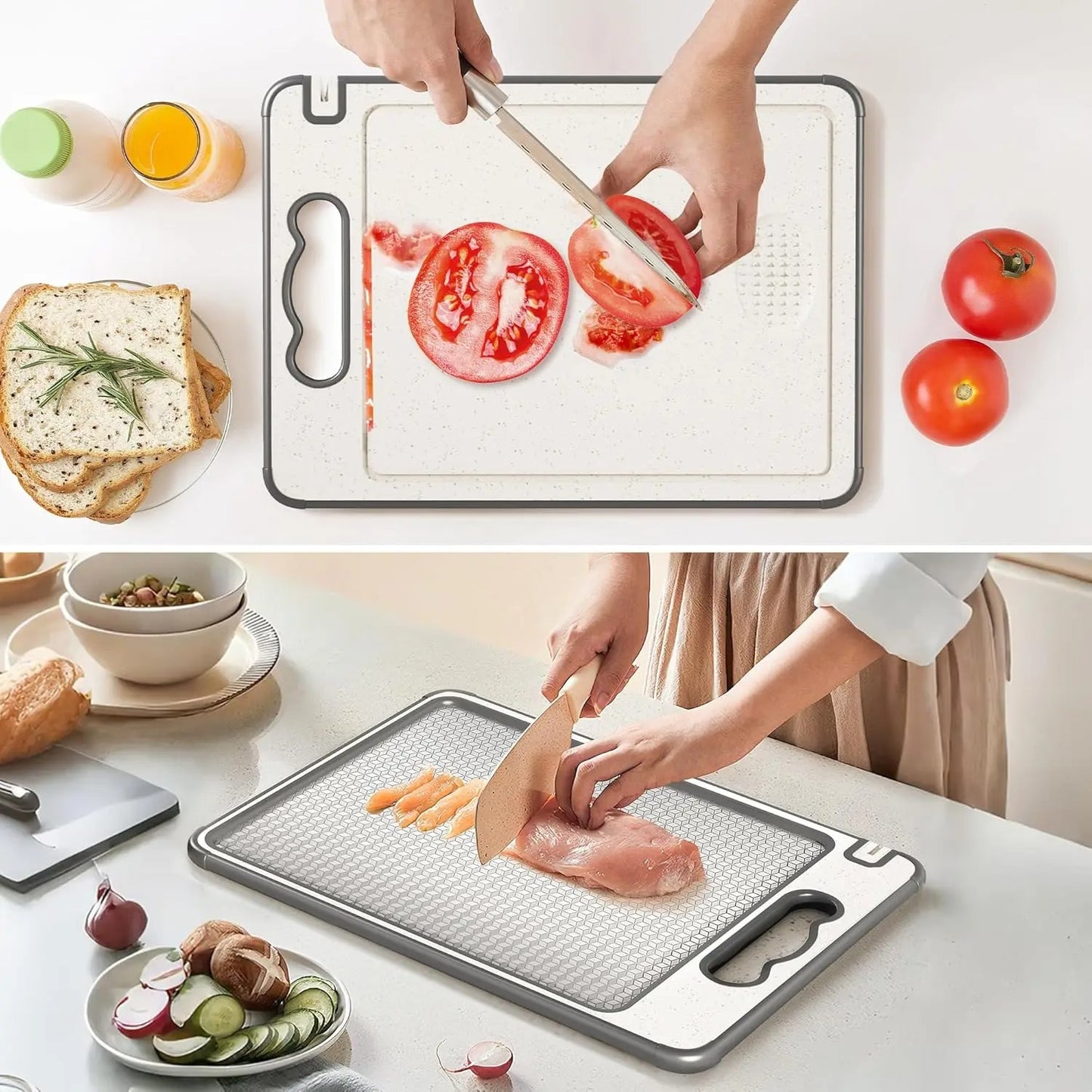 Premium Dual-Sided Stainless Steel Cutting Board