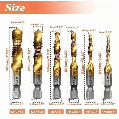 💥HOT SALE💥 6pcs Titanium Drill Tap Combination Bit Set